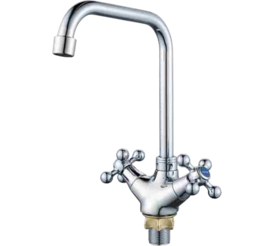 Изображение товара Смеситель для кухни ALOUTE двухвентильный, высота 250 мм, подвод воды гибкий, крепление на большой гайке хром A6113-17