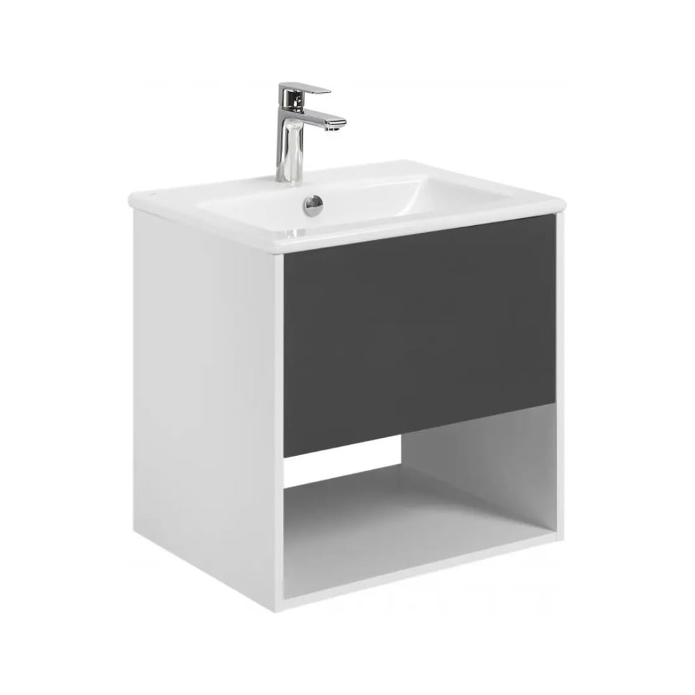 Изображение товара Тумба AQUATON Форм 60 белый глянец/Раковина Элина 60/Фасад антрацит 1A2883V3A4010