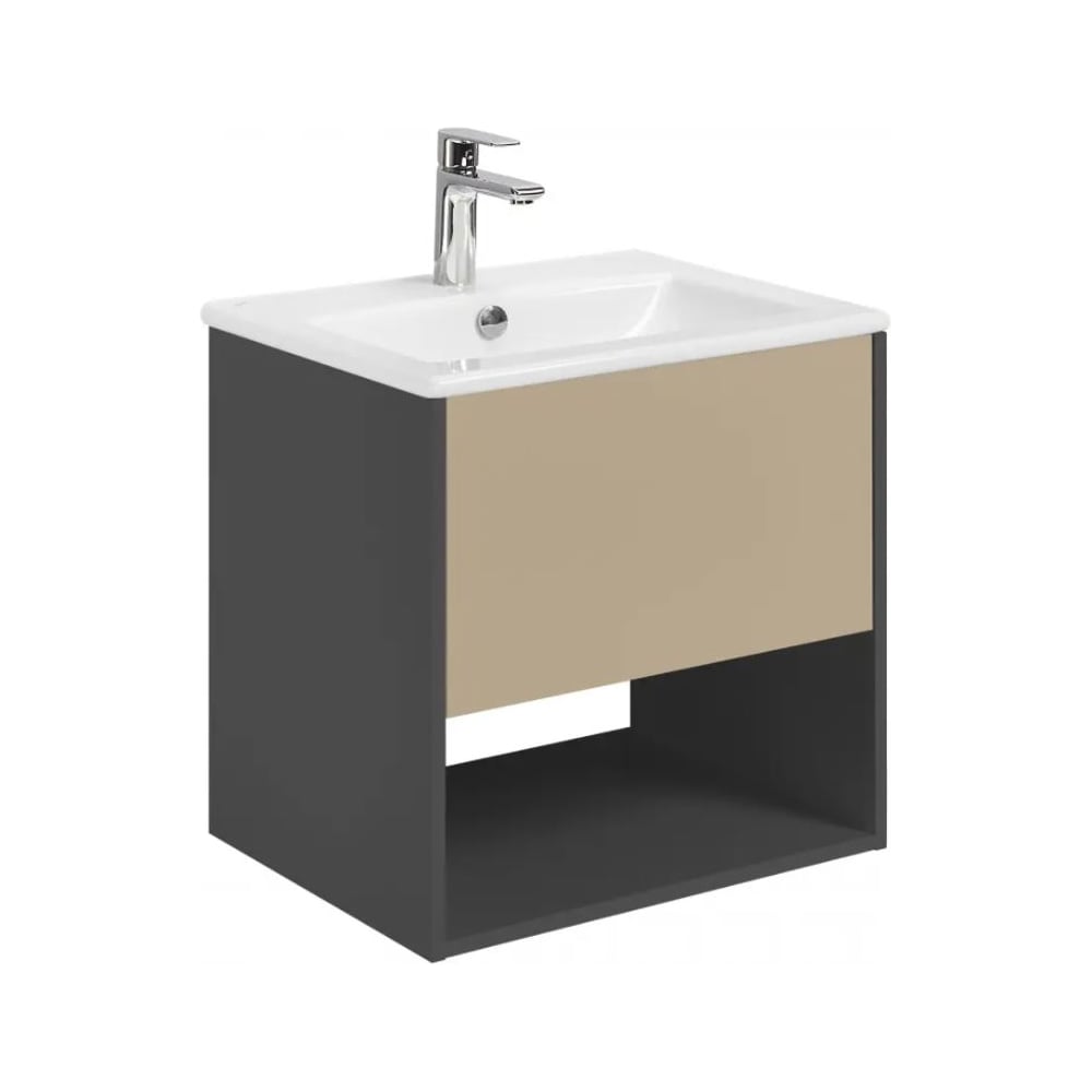 Изображение товара Тумба AQUATON Форм 60 антрацит/Раковина Элина 60/Фасад капучино 1A2883V2A4820