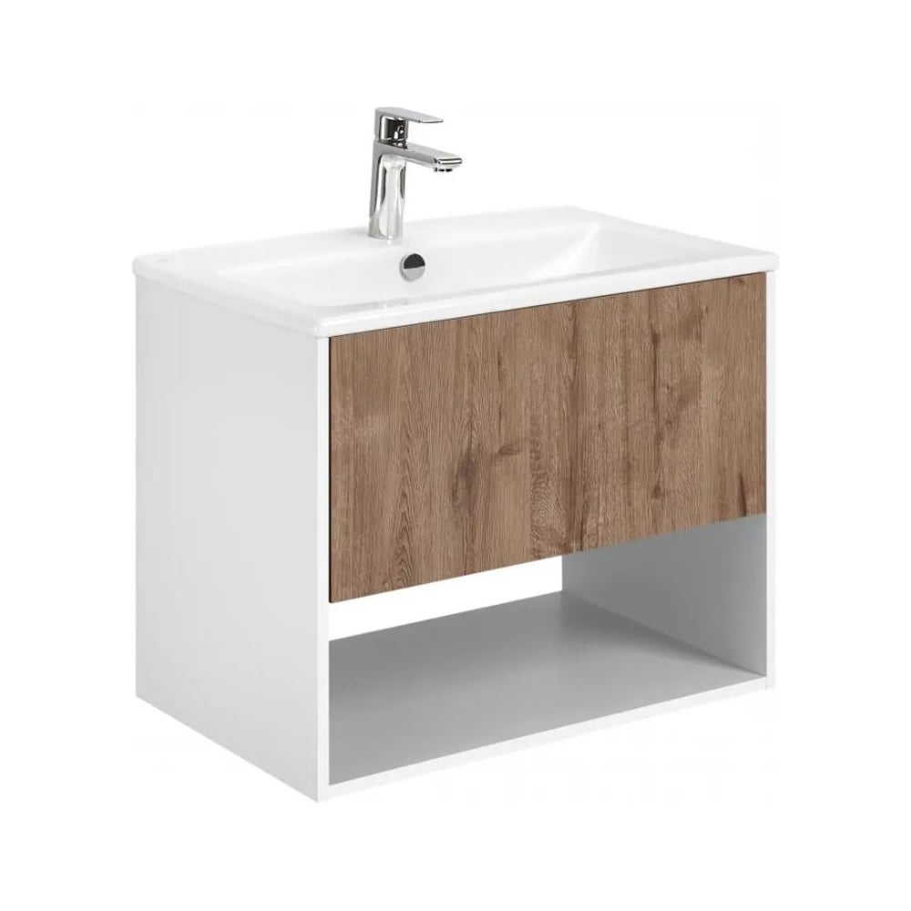 Изображение товара Тумба AQUATON Форм 75 с раковиной Элина 75, дуб веллингтон, белый санфарфор