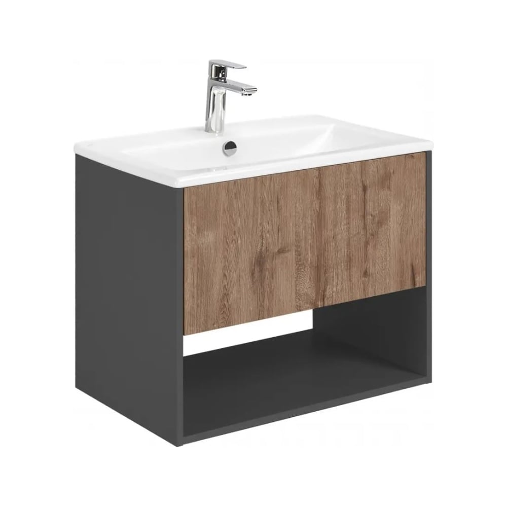 Изображение товара Тумба AQUATON Форм 75 антрацит/Раковина Элина 75/Фасад дуб веллингтон 1A2884V4A4820
