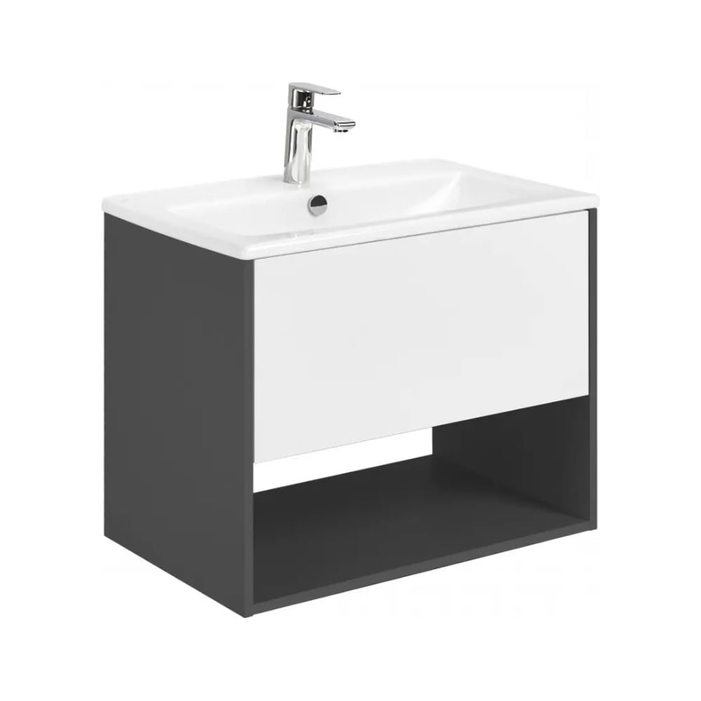 Изображение товара Тумба AQUATON Форм 75 антрацит/Раковина Элина 75/Фасад белый глянец 1A2884V1A4820