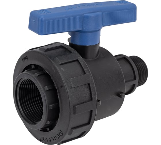 Изображение товара Компрессионный шаровой кран VALFEX ПНД НР/ВН резьба разборный 1"-1 1/4"Ду33 1210012100114