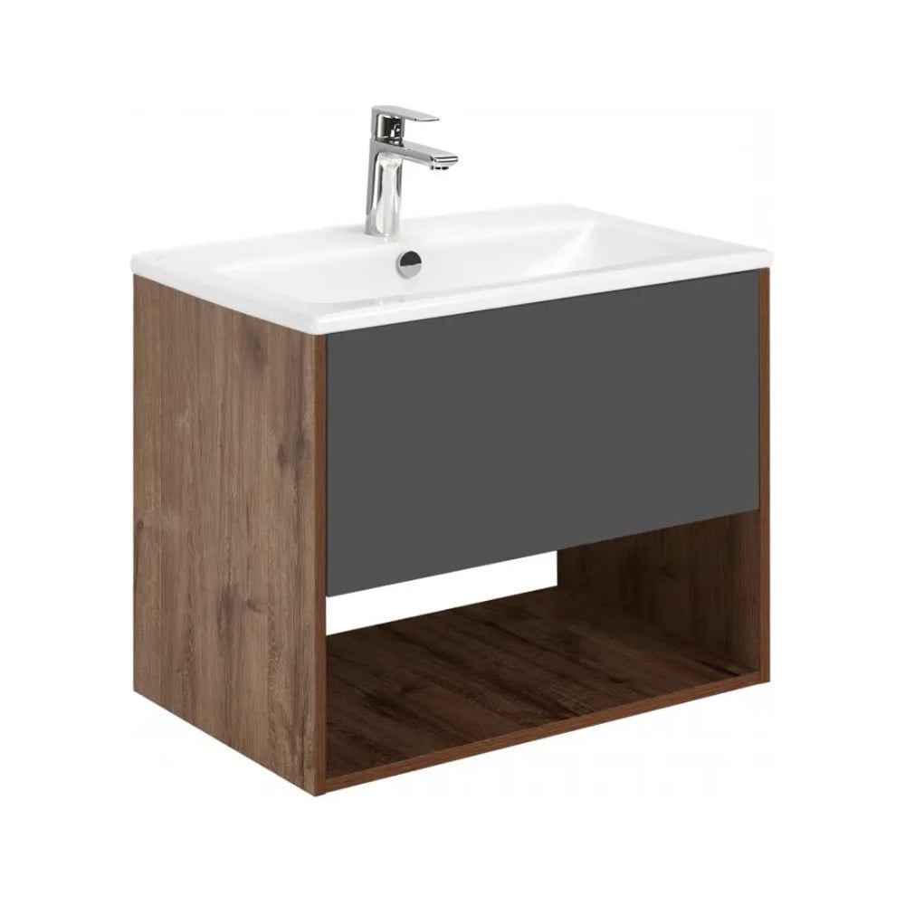 Изображение товара Тумба AQUATON Форм 75 дуб веллингтон/Раковина Элина 75/Фасад антрацит 1A2884V3A4DW0