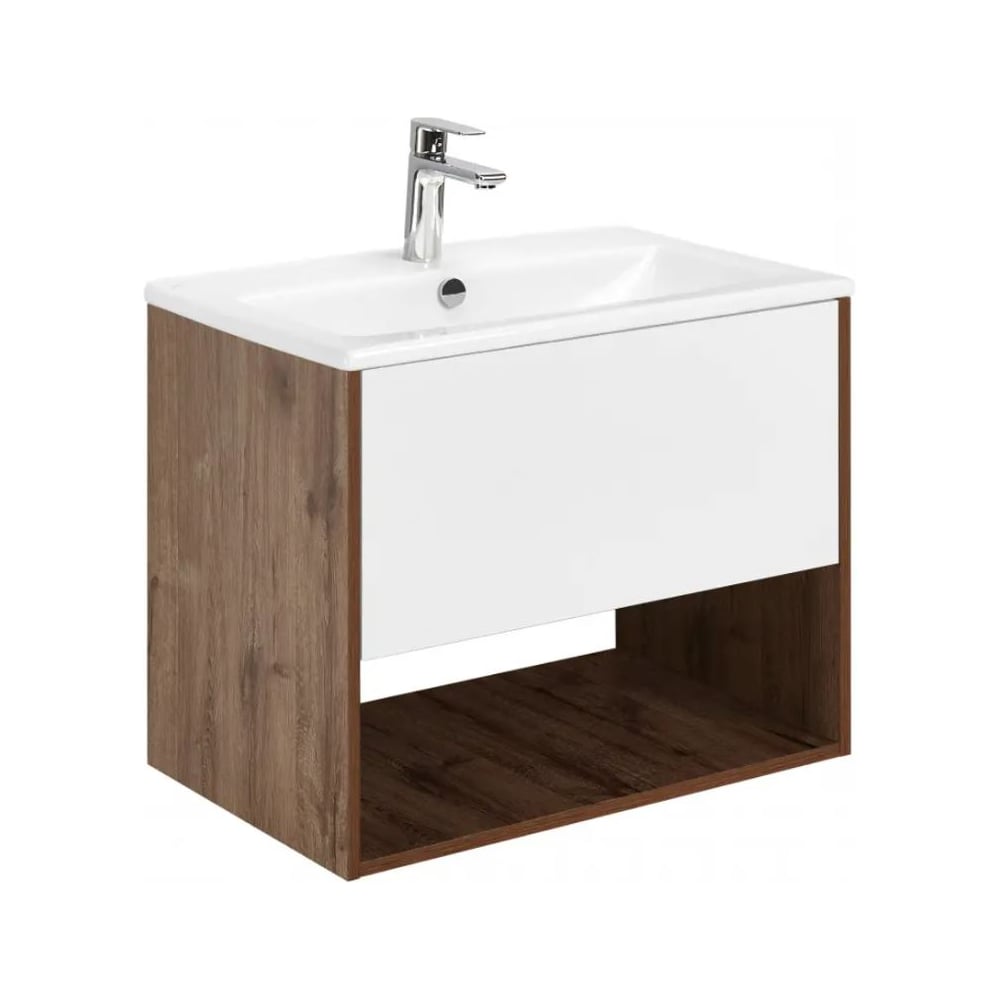 Изображение товара Тумба AQUATON Форм 75 дуб веллингтон/Раковина Элина 75/Фасад белый глянец 1A2884V1A4DW0