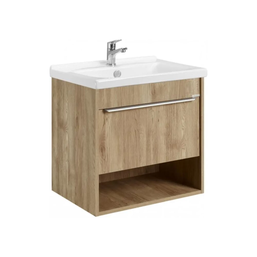 Изображение товара Тумба AQUATON Хоуп 60 с раковиной Миранда 60, 1 ящик, цвет Орех 1A2872V0HP6C0