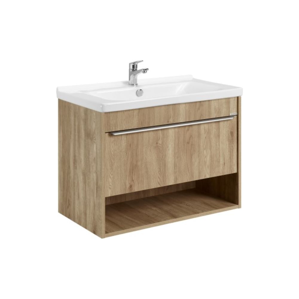 Изображение товара Тумба AQUATON Хоуп 80 с раковиной Миранда 80, 1 ящик, цвет Орех 1A2873V1HP6C0