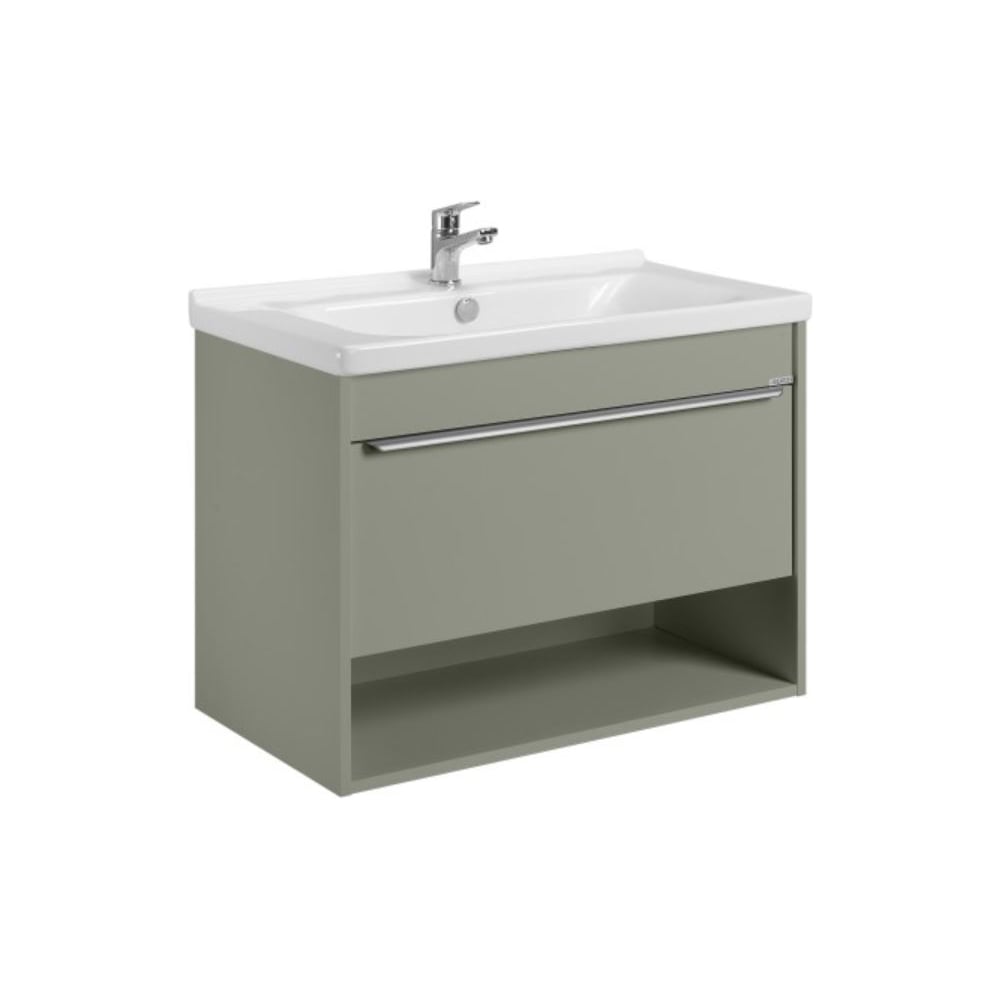 Изображение товара Тумба AQUATON Хоуп 80 c раковиной Миранда 80 - хаки, 1 ящик, матовая поверхность