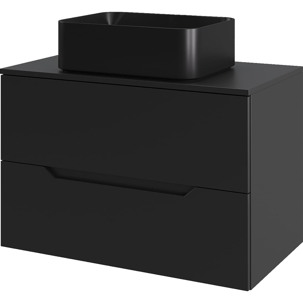 Изображение товара Подвесная тумба с раковиной ORANGE Лайн 70 см черный матовый