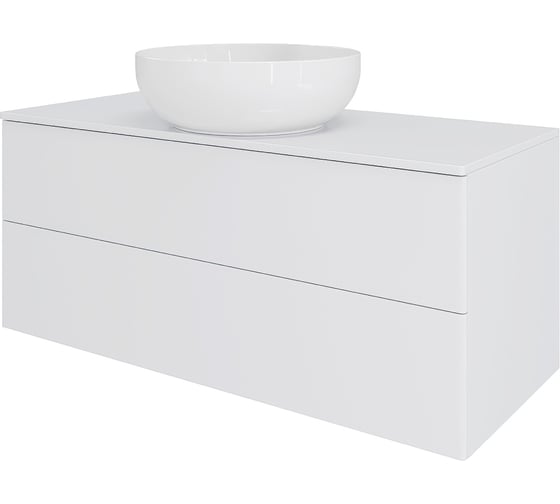 Изображение товара Тумба с раковиной подвесная ORANGE Отто 100 см, белый глянец Ot-100TuMDF+B07-420W