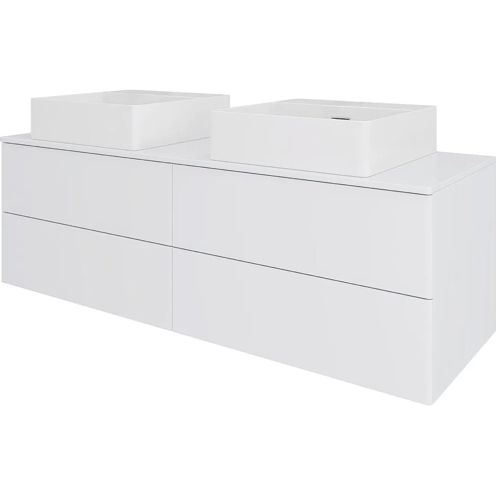 Изображение товара Тумба ORANGE Отто с 2-мя раковинами подвесная 130 см, белый глянец Ot-130TuMDF+B04-405W