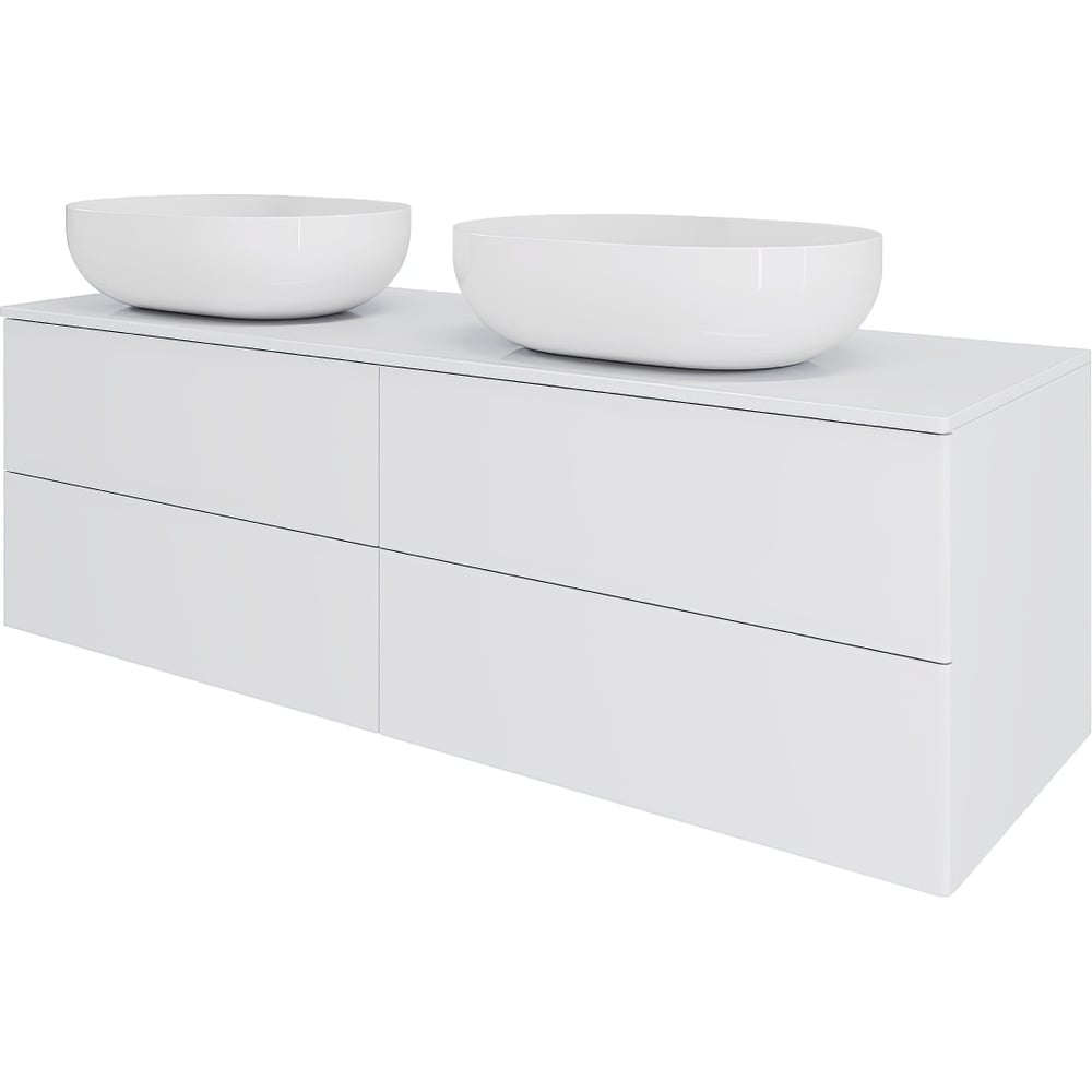 Изображение товара Тумба ORANGE Отто с 2-мя раковинами подвесная 130 см, белый глянец Ot-130TuMDF+B05-480W