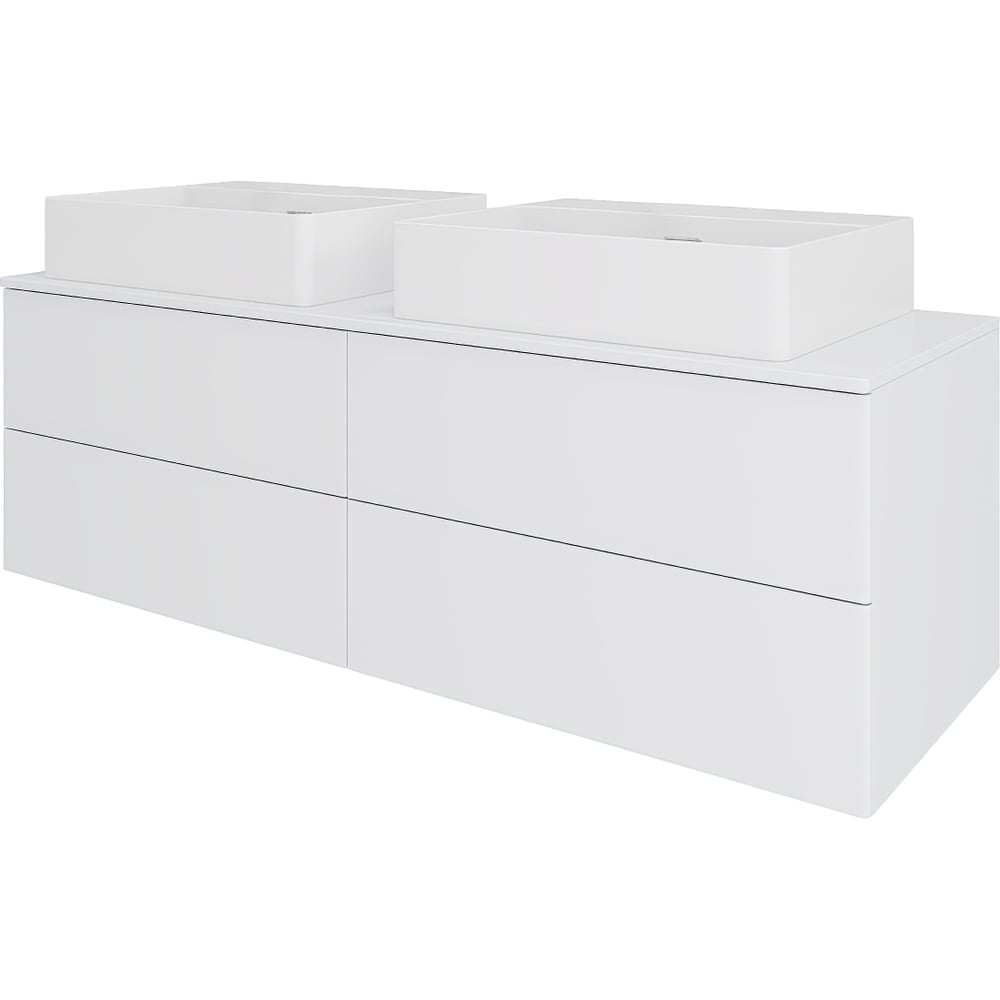 Изображение товара Тумба ORANGE Отто с двумя раковинами 1300 мм белый глянец