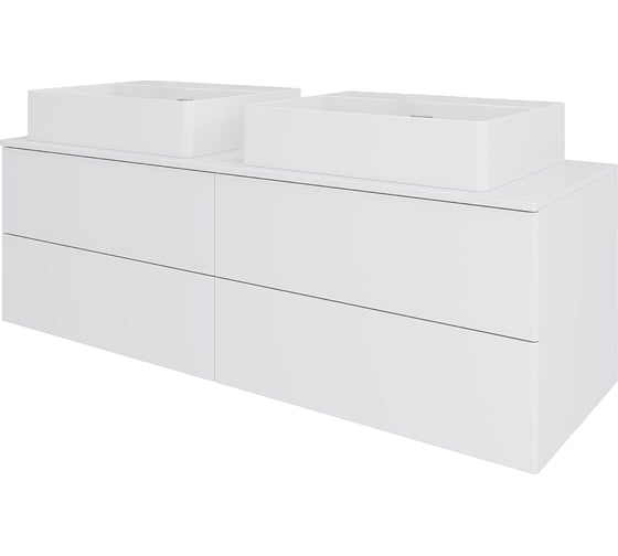 Изображение товара Тумба ORANGE Отто с 2-мя раковинами подвесная 130 см, белый глянец Ot-130TuMDF+B04-500W