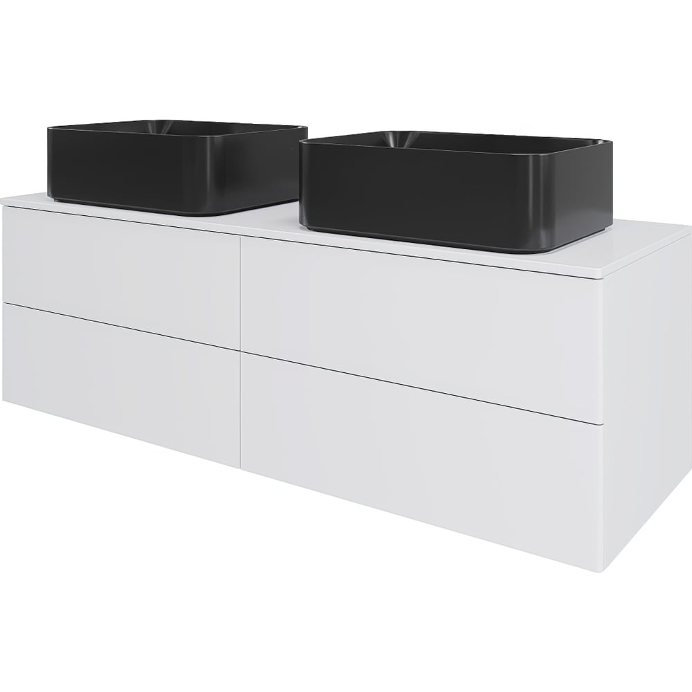 Изображение товара Тумба ORANGE Отто с 2-мя раковинами подвесная 130 см, белый глянец Ot-130TuMDF+B02-460MB