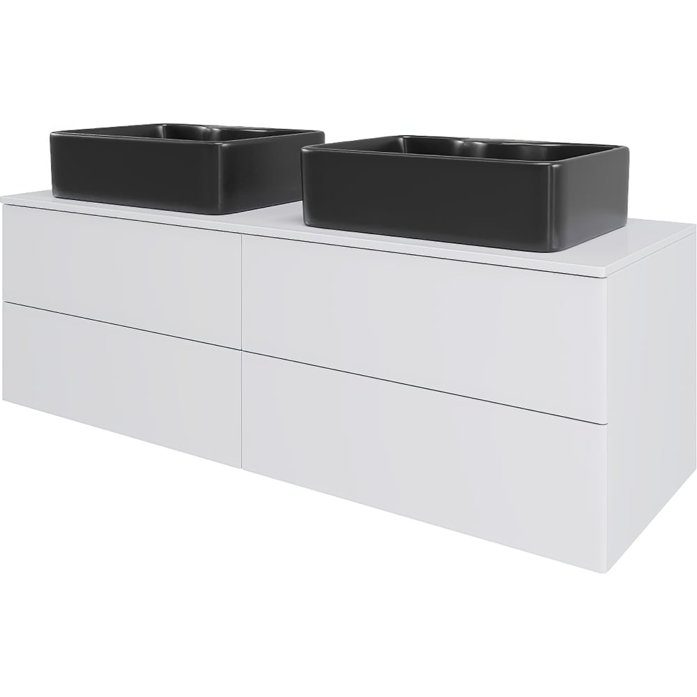 Изображение товара Тумба ORANGE Отто 130TuMDF Белый глянец с двумя раковинами