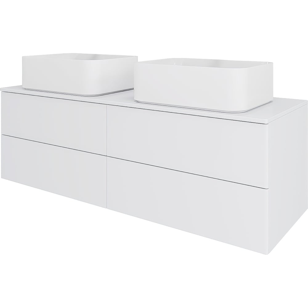 Изображение товара Тумба ORANGE Отто с двумя раковинами подвесная 1300 мм, белый глянец