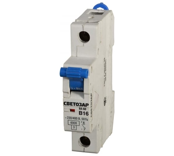 Изображение товара Автоматический выключатель СВЕТОЗАР 1п, 40A, "B", 6кА, 230/400В SV-49051-40-B
