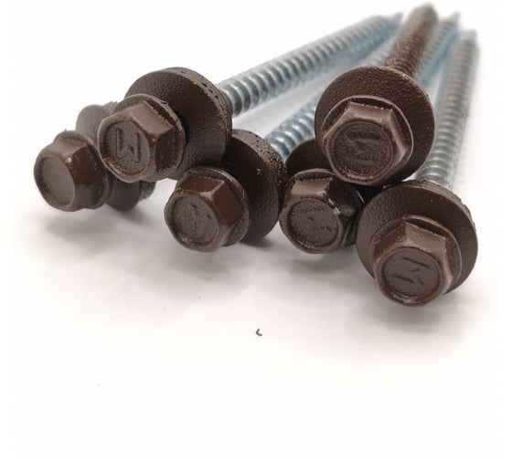 Изображение товара Саморез кровельный Крепстор 4,8х70 RAL 8017 муар сверло №1 Daxmer, 50 шт. 4665317058807