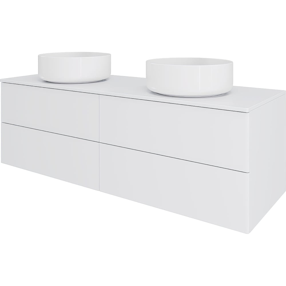 Изображение товара Тумба с 2-мя раковинами подвесная ORANGE Отто 130 см, белый глянец Ot-130TuMDF+B09-360W