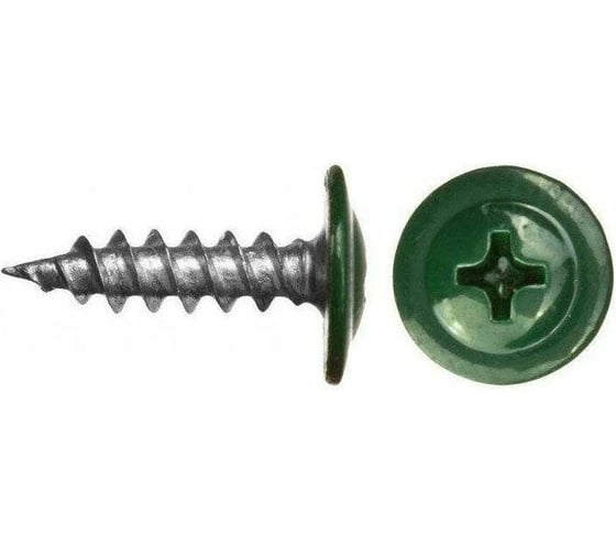 Изображение товара Саморез с прессшайбой Крепстор 4,2х32 острый RAL 6005 (темно-зеленый), 150 шт. 4665317060633