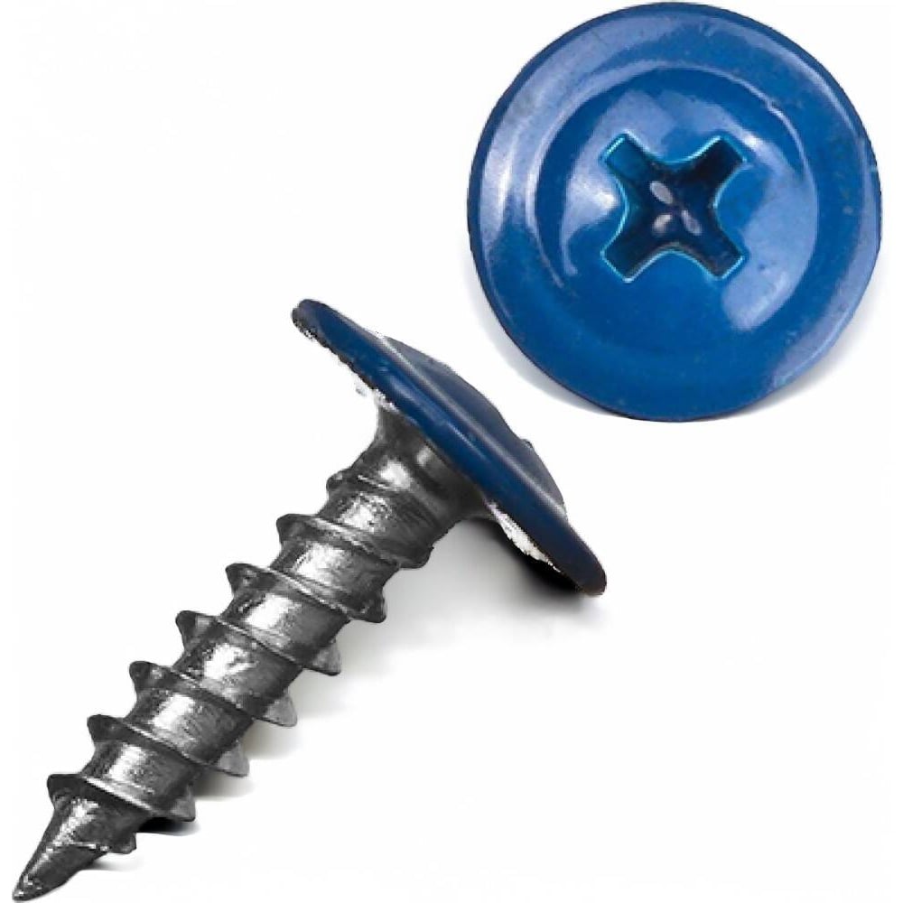 Изображение товара Саморез с прессшайбой Крепстор 4,2х51 острый RAL 5005 (ярко-синий), 100 шт. 4665317060589