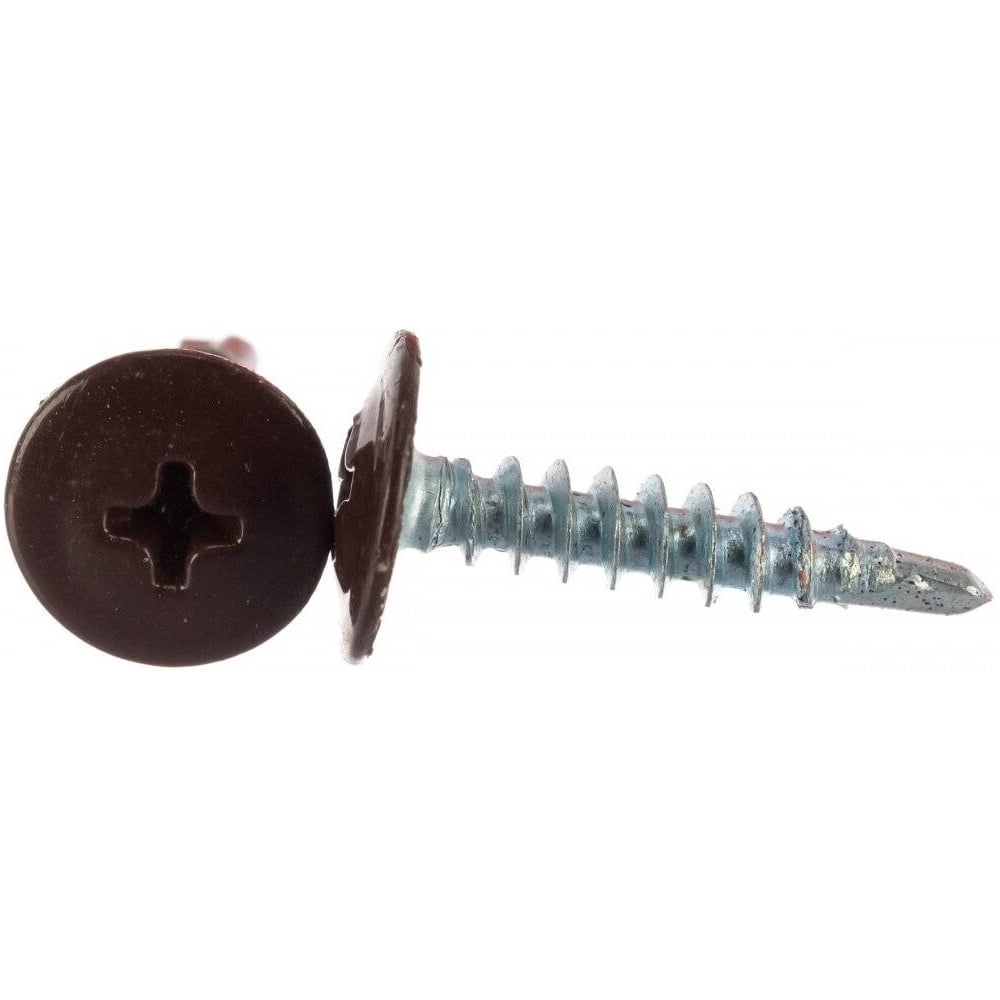 Изображение товара Саморез с прессшайбой Крепстор 4,2х16 острый RAL 8017 (темно-коричневый), 250 шт. 4665317060817