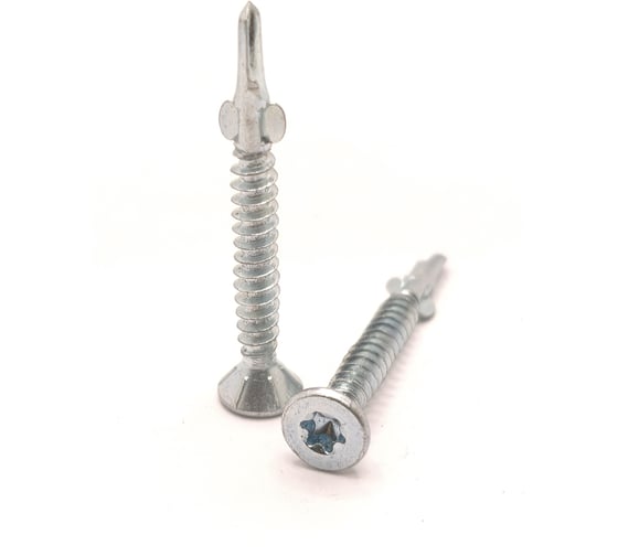 Изображение товара Крепстор 4,2х32 Флюгельный шуруп Крепстор потай цинк дерево к металлу с нарез. ушками на наконечнике TX20, 50 шт. 4665317061906