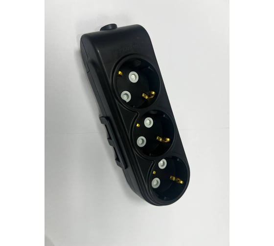 Изображение товара Колодка нового поколения MAKEL 3 гнезда с защитой от детей С/З с монтажным аппаратом черный N3210100