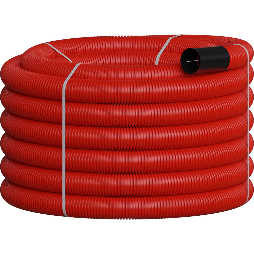 Изображение товара Труба гибкая ПНД NR160-450 SN8 с зондом, красная, 160 мм Ø, 50 м