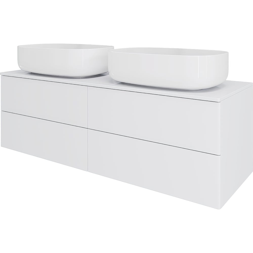 Изображение товара Тумба с раковинами ORANGE Отто 130 см Белый глянец