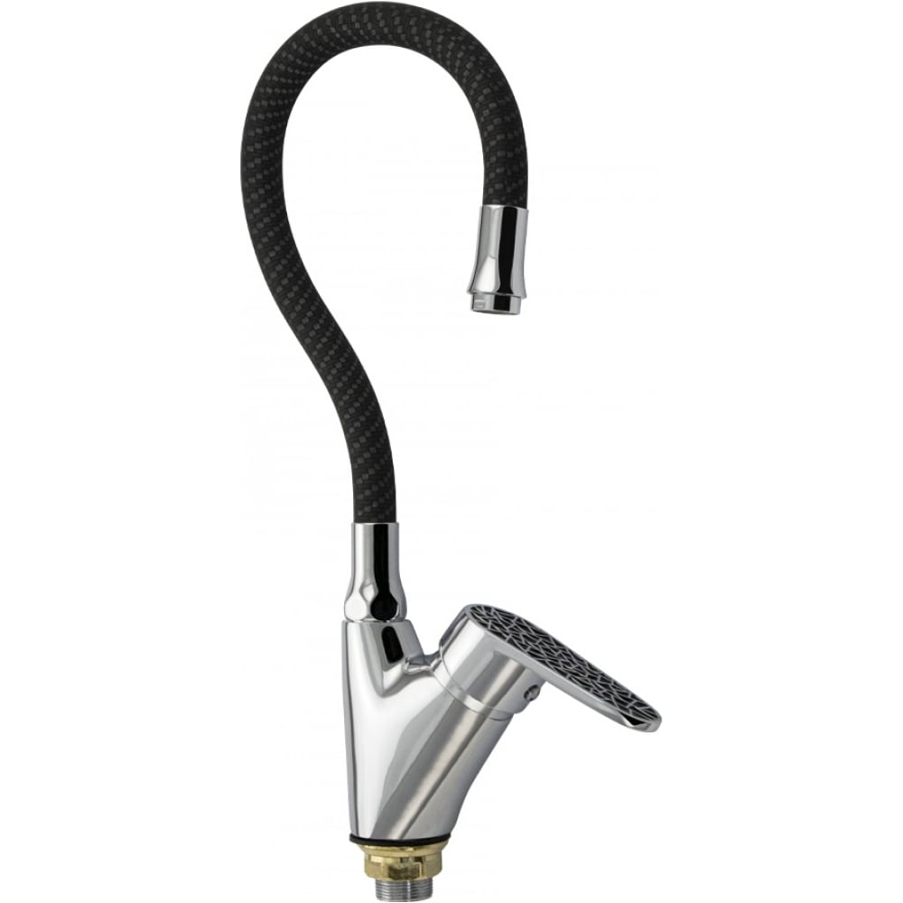 Изображение товара Смеситель кухонный BRIMIX боковой, ручка с чёрной мозаикой, с гибким изливом, черный 3374