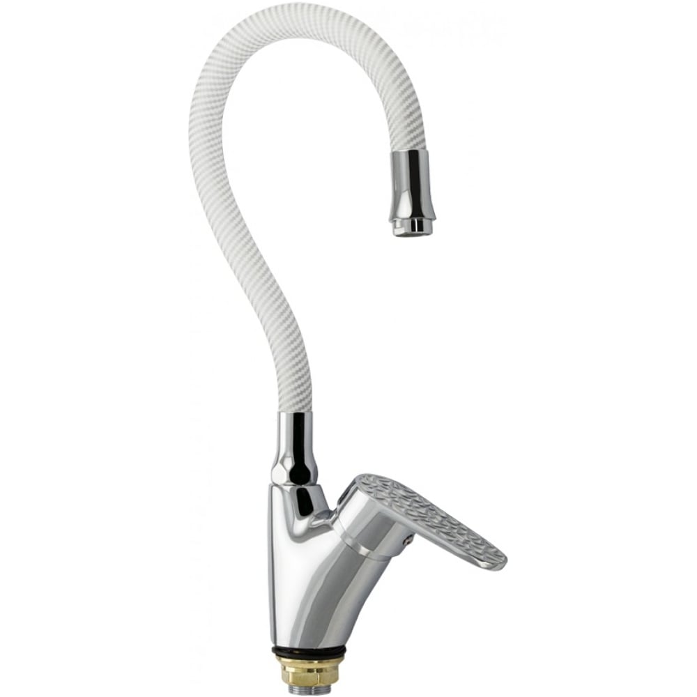 Изображение товара Смеситель кухонный BRIMIX боковой, ручка с белой мозаикой, с гибким изливом, белый 3274