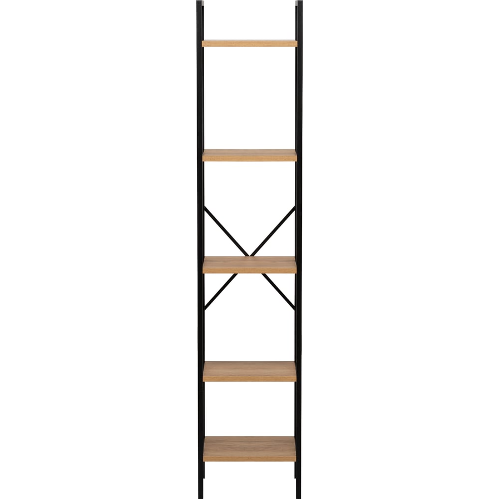 Изображение товара Стеллаж Leset Стилвуд 15 узкий, 5 полок, Черный/Дуб крафт золотой 3001-1256