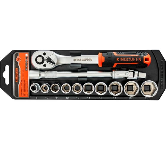 Изображение товара Трещотка 3/8 с набором головок KINGQUEEN 13 пред, 72 зуба WIB-197