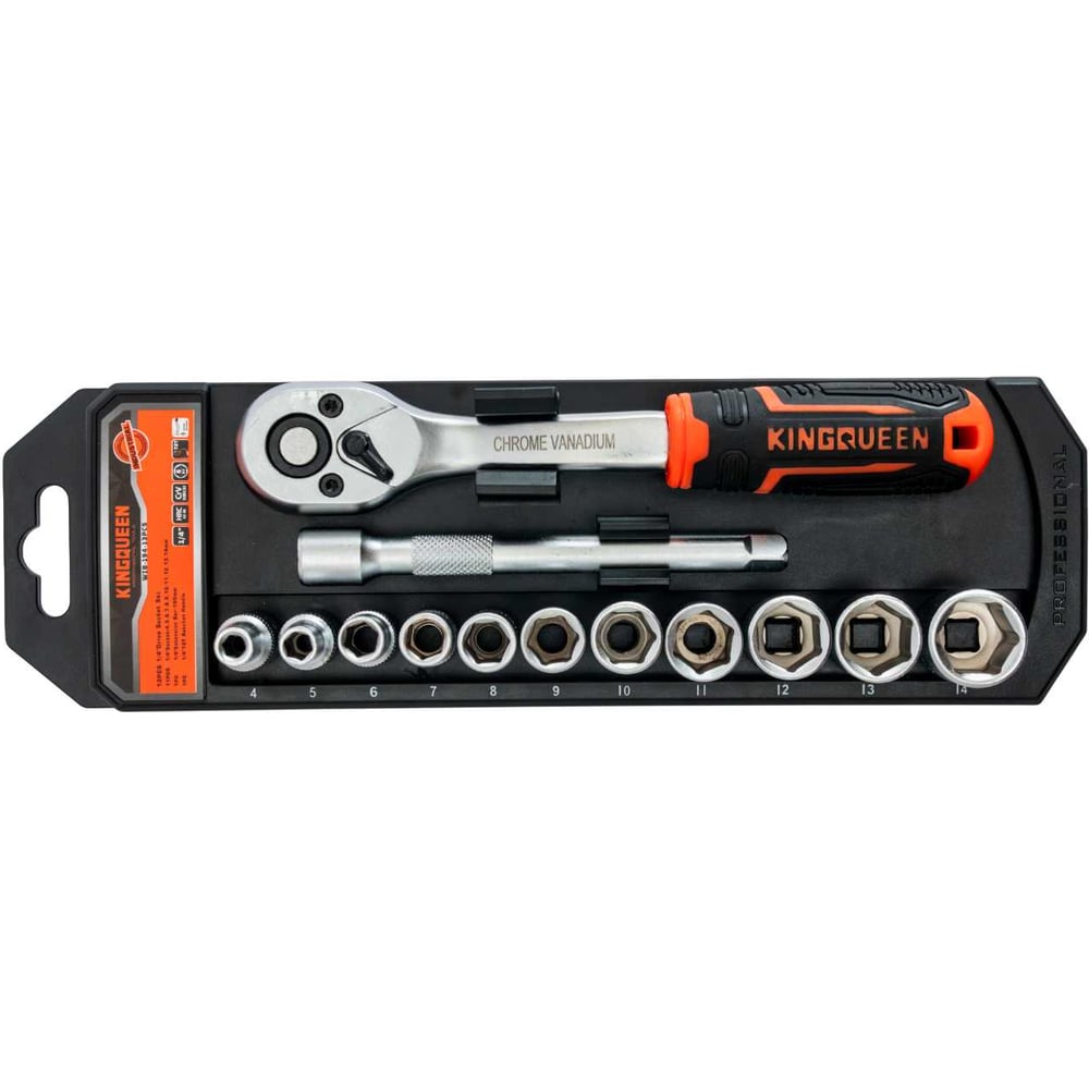 Изображение товара Трещотка 1/4 с набором головок KINGQUEEN 13 пред, 72 зуба, WIB-194 Изображение товара Трещотка 1/4 с набором головок KINGQUEEN 13 пред, 72 зуба, WIB-194