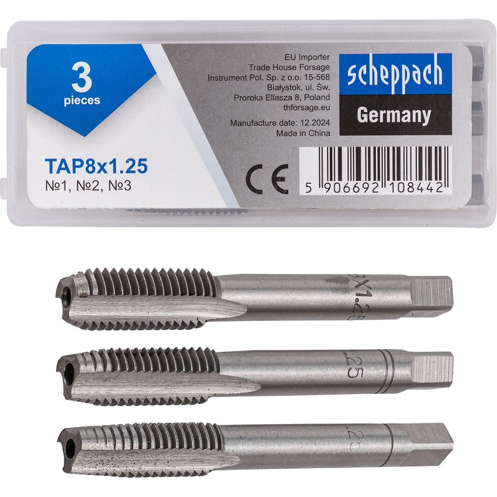 Изображение товара Метчик Scheppach M8x1,25 (3шт) Sch-TAP8x1,25(65179)