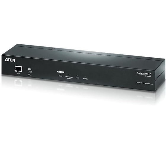 Изображение товара Коммутатор ATEN Однопортовый KVM с доступом по IP и встроенным однопортовым переключателем питания KN1000A-AX-G