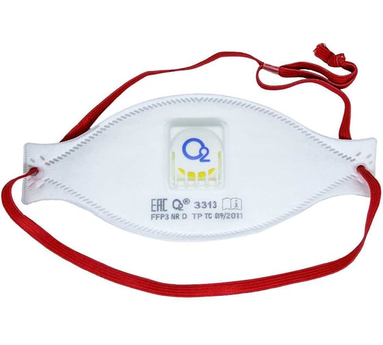 Изображение товара Респиратор трехпанельный О2 3313 FFP3 NRD с клапаном выдоха, 10 шт. в упаковке 3313-10