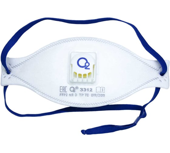 Изображение товара Респиратор трехпанельный О2 3312 FFP2 NRD с клапаном выдоха, 10 шт. в упаковке 3312-10