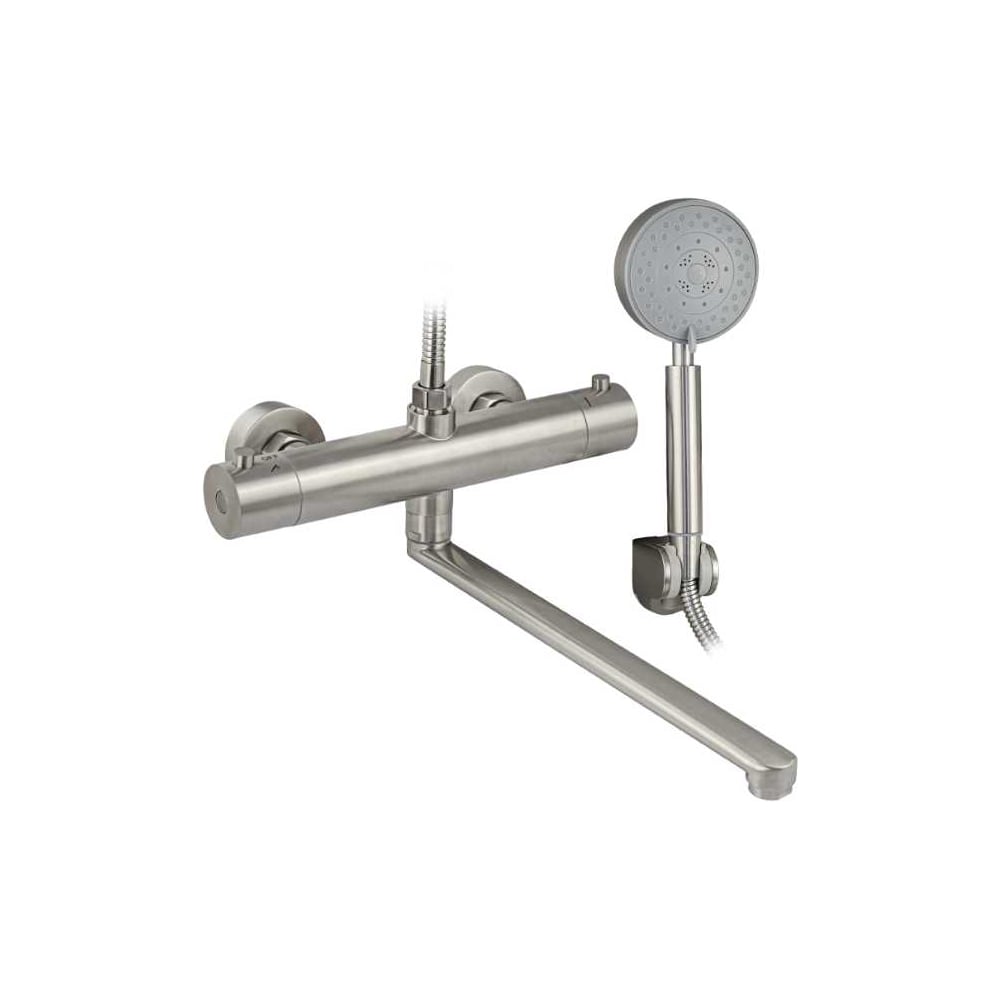 Изображение товара Смеситель для ванны САНАКС термостатический МАГНУС с длинным изливом, из нержавеющей стали марки SUS 304, сатин 9428