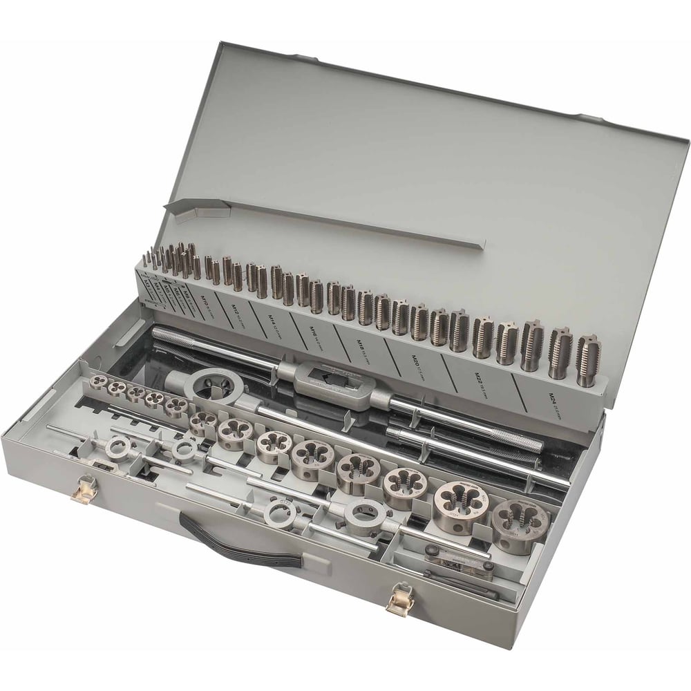 Изображение товара Набор метчиков и плашек MASTER-TOOL HSS-G M3 -M24 64пр 1017701010004