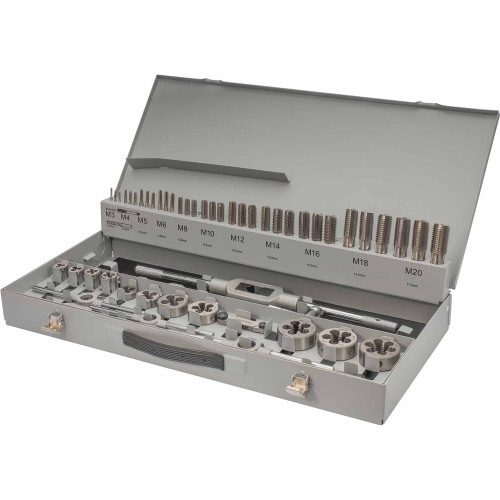 Изображение товара Набор метчиков и плашек MASTER-TOOL HSS-G M3 -M20 56пр 1017601010004