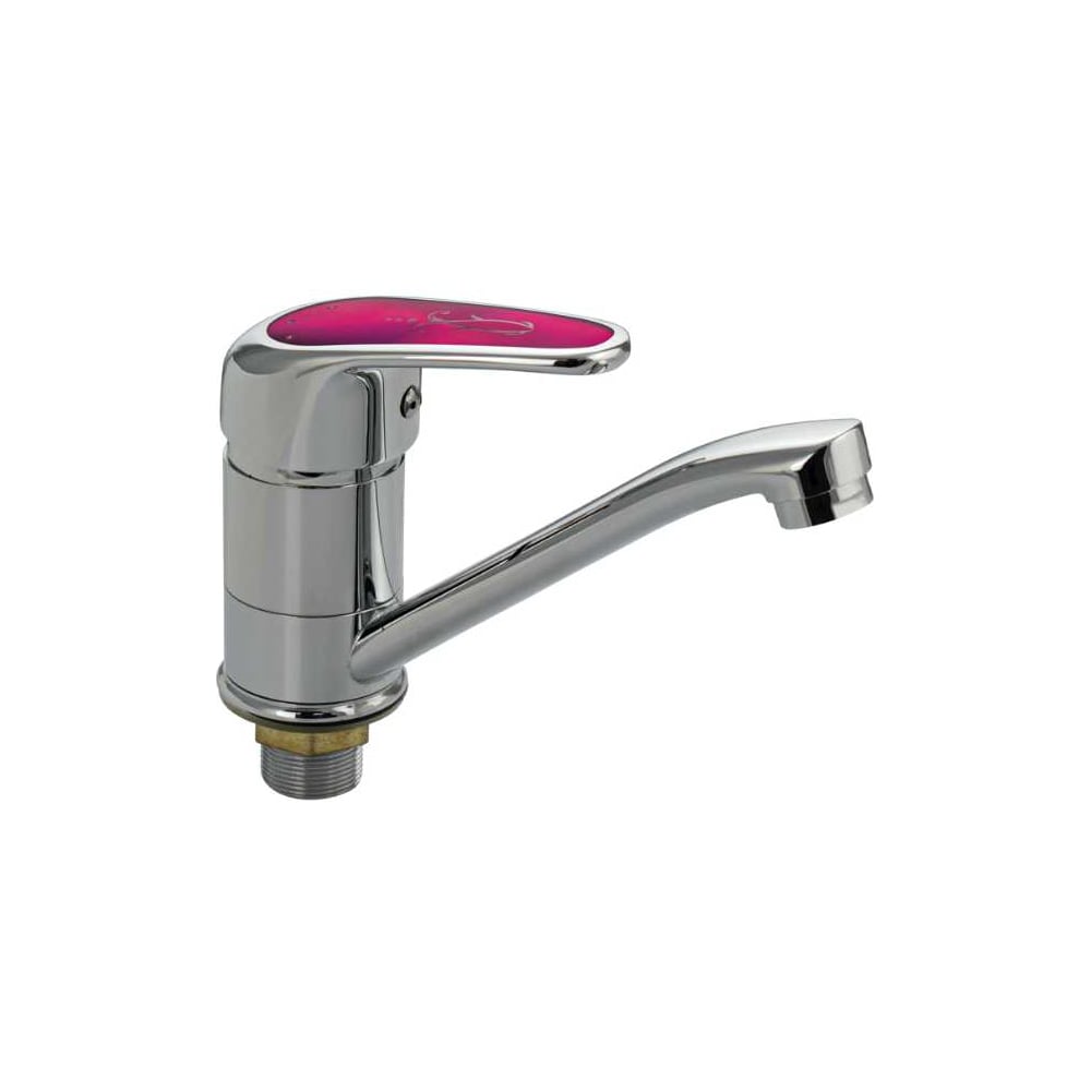 Изображение товара Смеситель для кухни и раковины САНАКС МайФайр поворотный излив 15 см, ручка с вставкой цвета фуксия, хром 87115