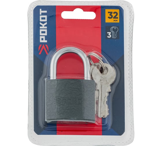 Изображение товара Навесной замок РОКОТ Серый металл 32 мм 673-012