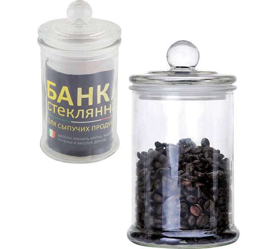 Изображение товара Стеклянная банка для сыпучих продуктов Mallony BANCA с крышкой объем 0.75 л 003601