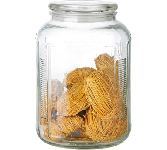 Изображение товара Стеклянная банка для сыпучих продуктов Mallony ARIA со стеклянной плоской крышкой объем 3.3 л 004473