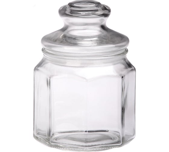 Изображение товара Стеклянная банка для сыпучих продуктов Mallony LATTINA с фигурной стеклянной крышкой объем 0.3 л 004467