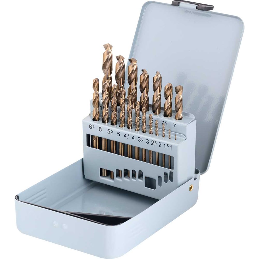 Изображение товара Набор спиральных сверл LENZ HSSE-Co5, 1-10 мм, 19 шт LZST-01002