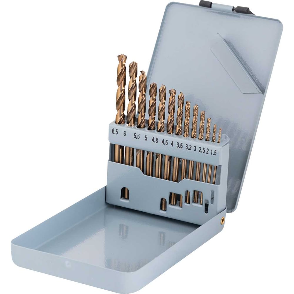 Изображение товара Набор спиральных сверл LENZ HSSE-Co5, 1.5-6.5 мм, 13 шт LZST-01001